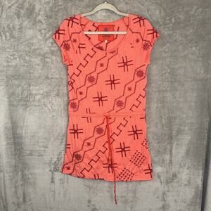 Johnny Was Los Angeles Coral Embroidered Drawstring Dress Size Small Boho Artsy